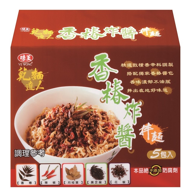 味王 乾麵達人 香椿炸醬乾拌麵(92gx5入/袋)