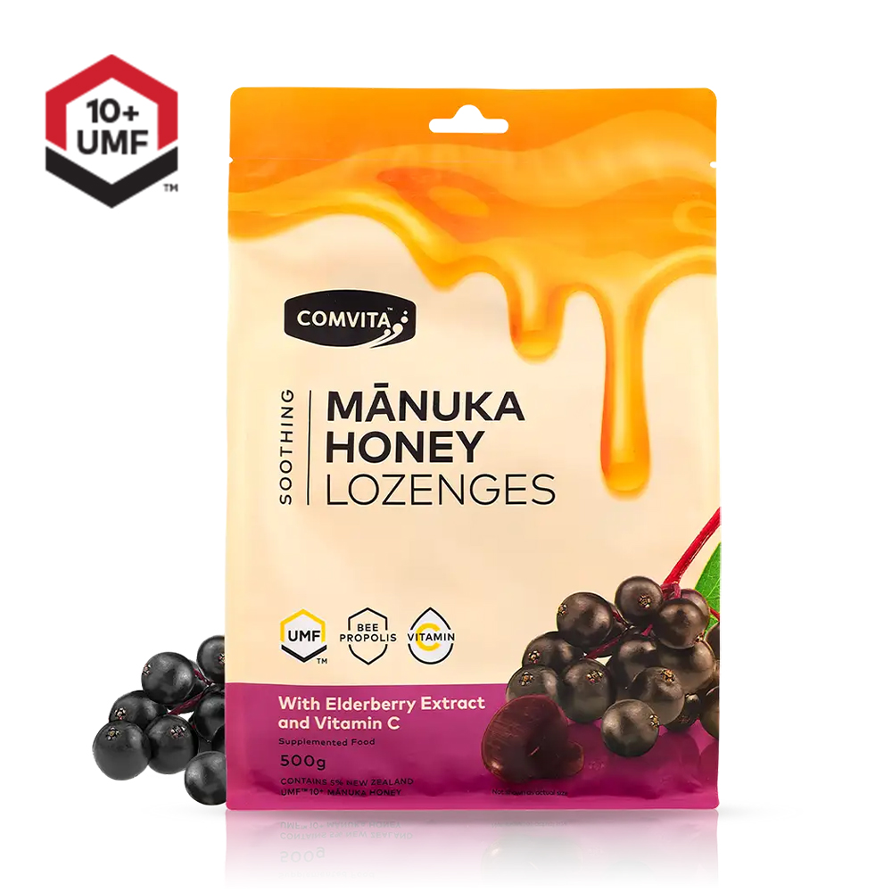Comvita 康維他 蜂膠麥蘆卡蜂蜜潤喉糖(接骨木莓味)