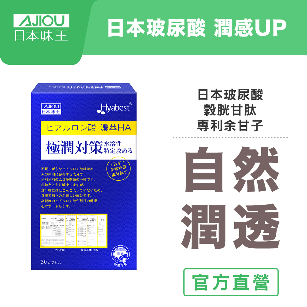 日本味王 極潤對策(30粒/盒)吃的玻尿酸(含>95%玻尿酸成分)