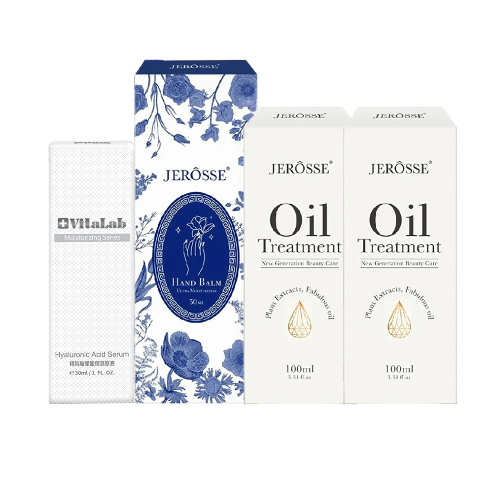 JEROSSE 婕樂纖 身體精華油2瓶+積雪草護手霜1瓶+玻尿酸1瓶
