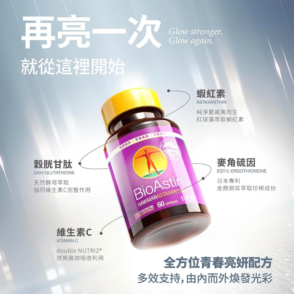 【BioAstin】紅藻蝦紅素賦活膠囊(60顆/瓶)每日營養補給款_大江生活