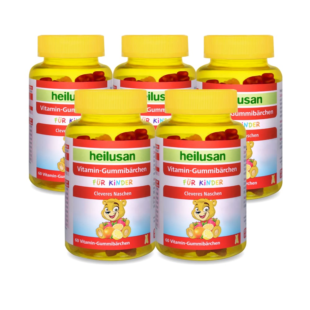 Heilusan 好立善 維他命小熊軟糖60顆5入組(德國原裝.9種營養素.水果濃縮汁.QQ口感.訓練咀嚼)
