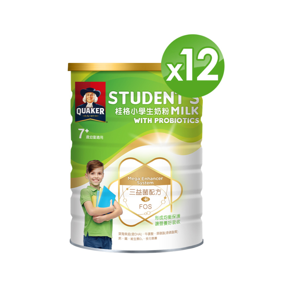 Quaker 桂格 三益菌小學生奶粉(1500g/罐) x12罐
