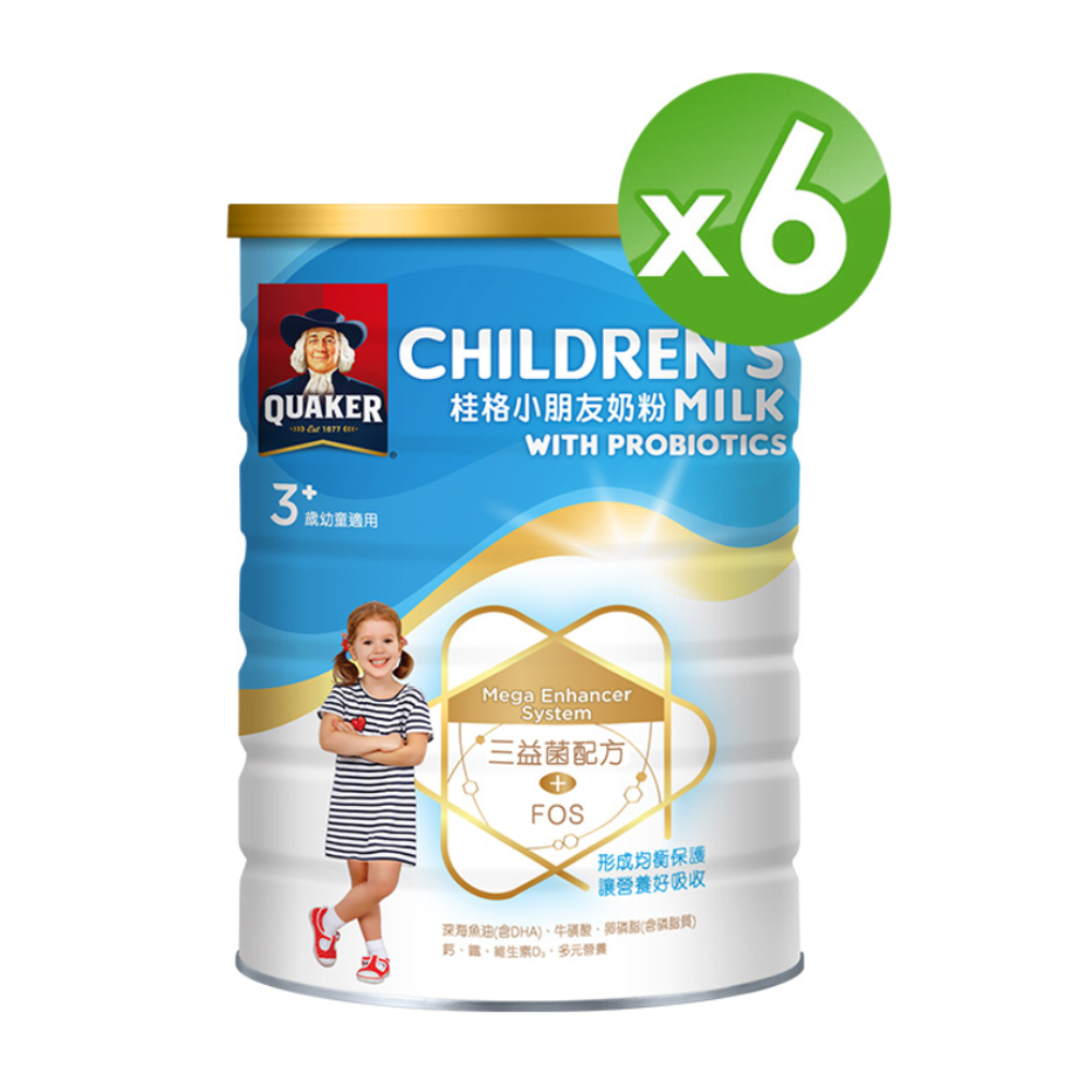 Quaker 桂格 三益菌小朋友奶粉 1500g*6罐(4號 3-10歲幼童適用)