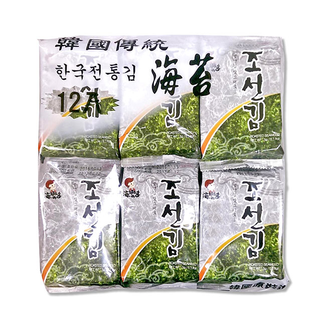 【韓味不二】海樂多原味海苔(5g*12包) 
