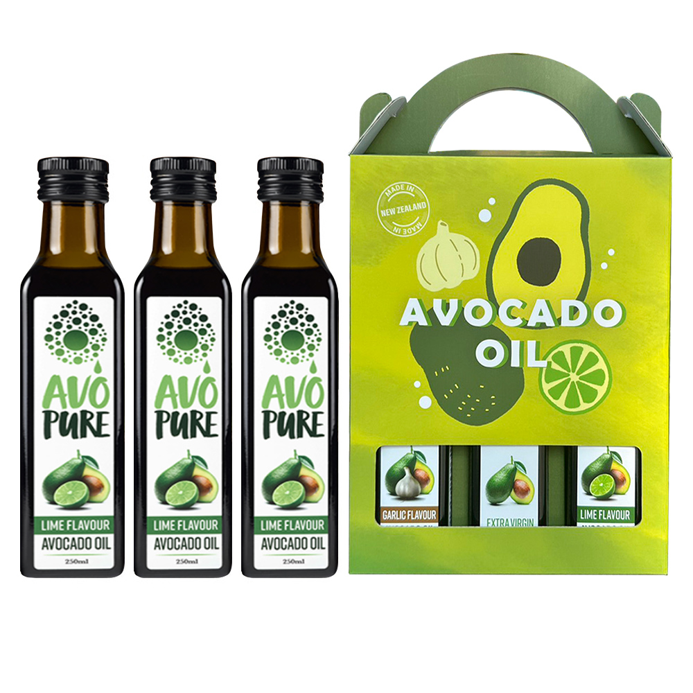 紐西蘭 AVOPURE特級初榨冷壓酪梨油-萊姆風味(250ml/瓶x3瓶-禮盒組)