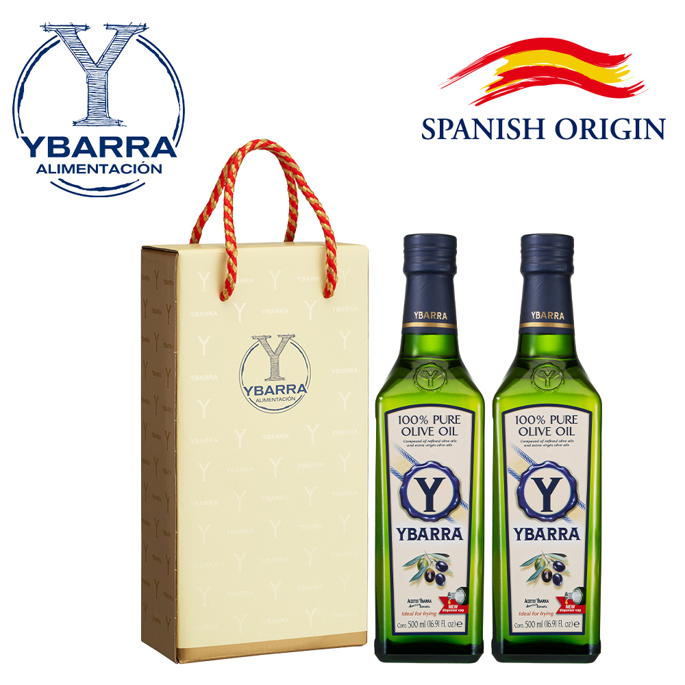 YBARRA 益百萊 Pure 純橄欖油 500mlx2瓶 禮盒組 (限時活動/西班牙原裝進口/端午送禮)
