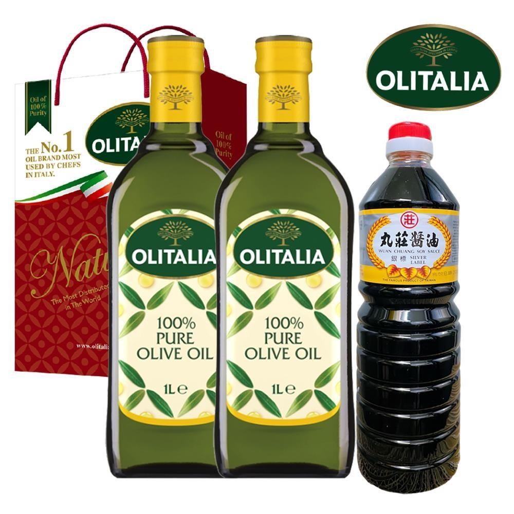 Olitalia 奧利塔 【奧利塔】奧利塔橄欖禮盒1組(1000mlx2罐)送丸莊銀標醬油1000mlx1