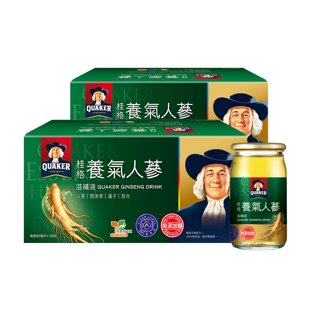 Quaker 桂格 無糖養氣人蔘(60mlx36入x2盒)