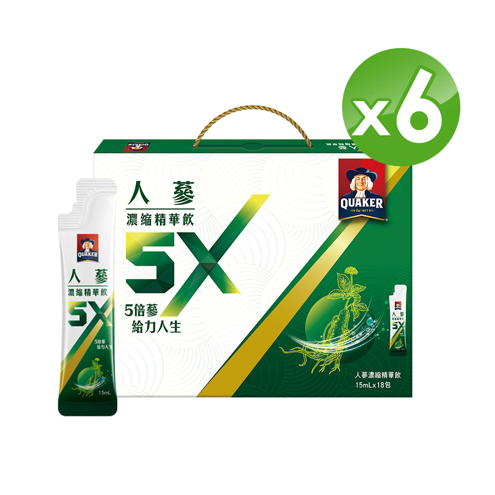 Quaker 桂格 5X人蔘濃縮精華飲(15mlx18入x6盒)