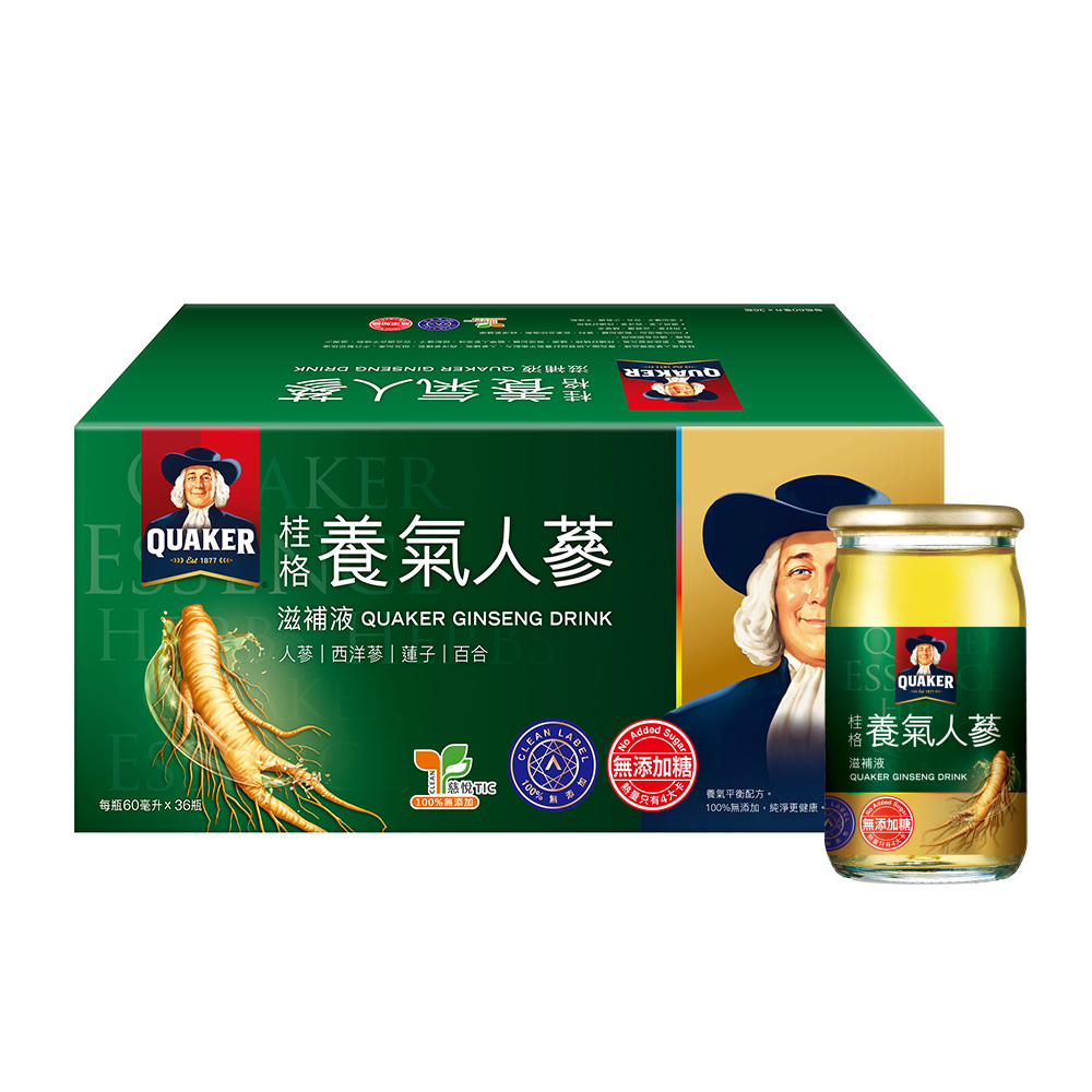 Quaker 桂格 無糖養氣人蔘(60mlx36入)