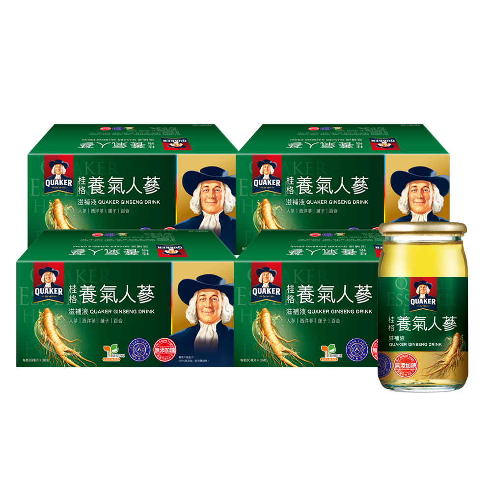 Quaker 桂格 無糖養氣人蔘 60ml×36入x4盒