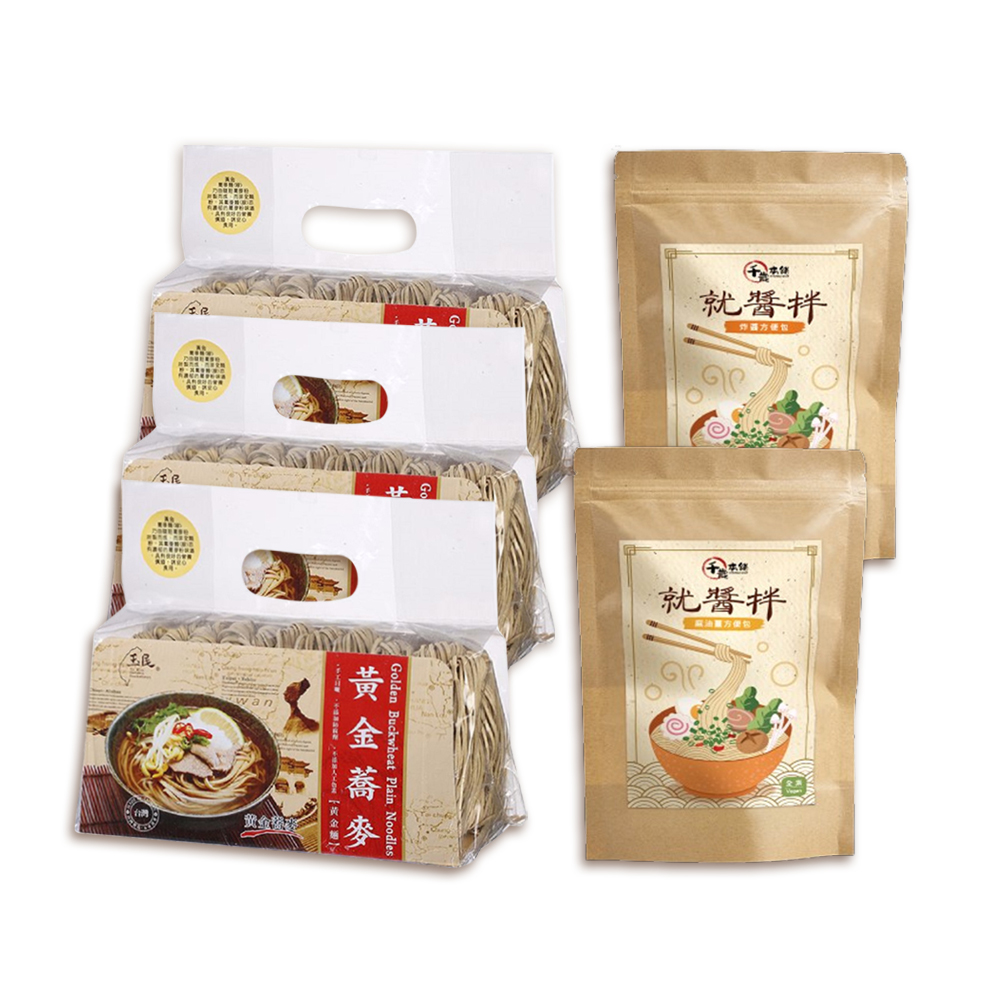 玉民 黃金蕎麥麵醬組合(黃金麵×3+炸醬方便包+麻油薑方便包)
