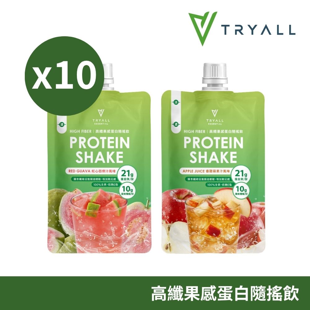 TRYALL 高纖果感蛋白隨搖飲5入(40g/包)X2