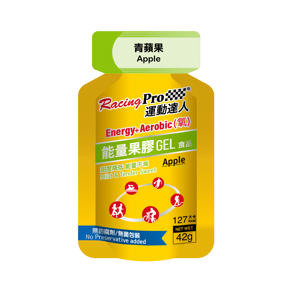 【RacingPro運動達人】Energy+涵氧能量果膠(青蘋果口味 42克x1包)