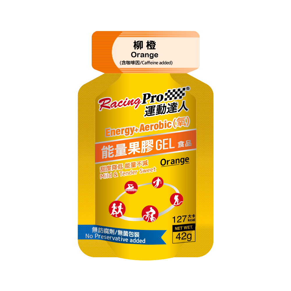 【RacingPro運動達人】Energy+涵氧能量果膠(柳橙口味 42克x1包)