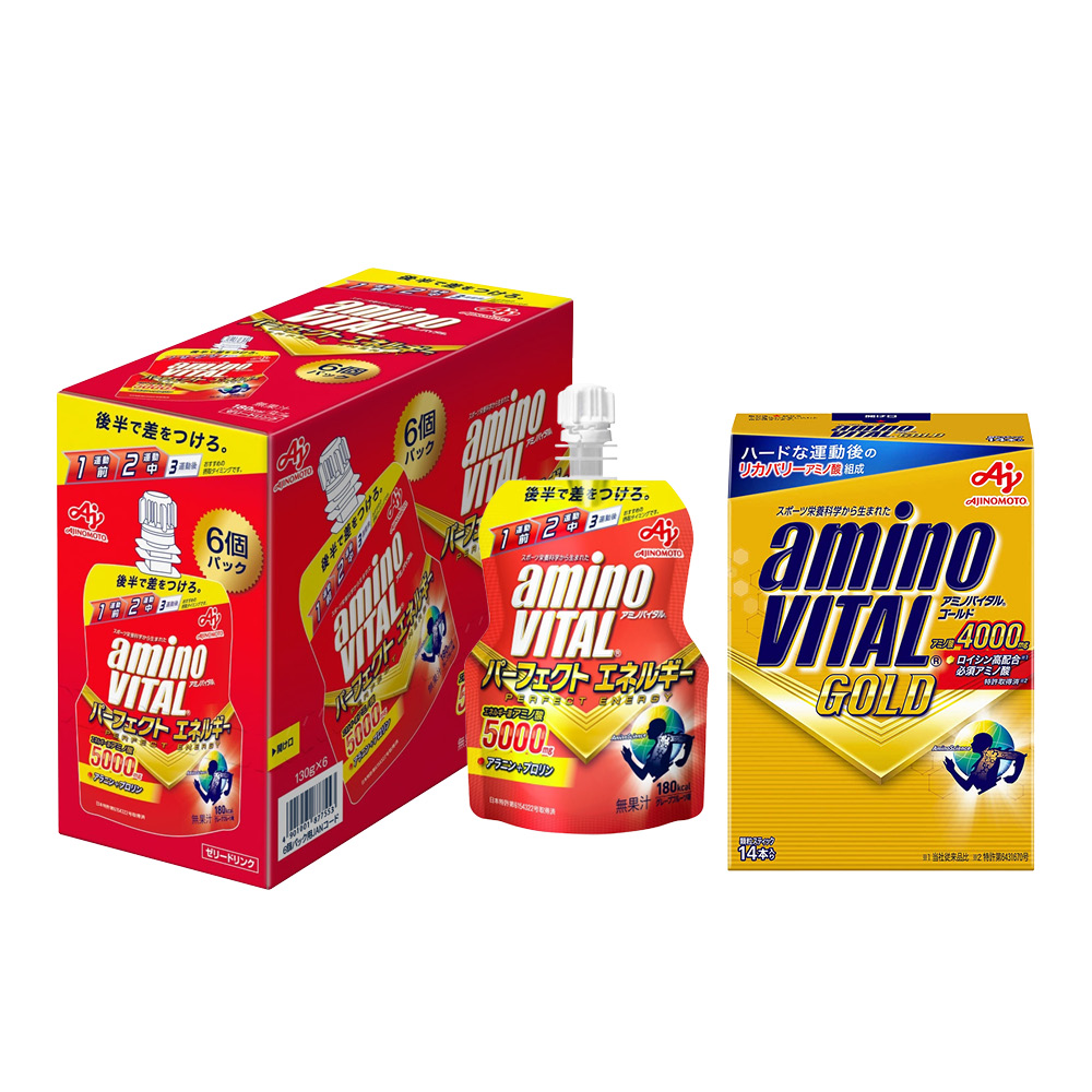 Ajinomoto 味の素 aminoVITAL 胺基酸能量補給 紅金2件組 (PE能量凍*6包 + GOLD*14小包)