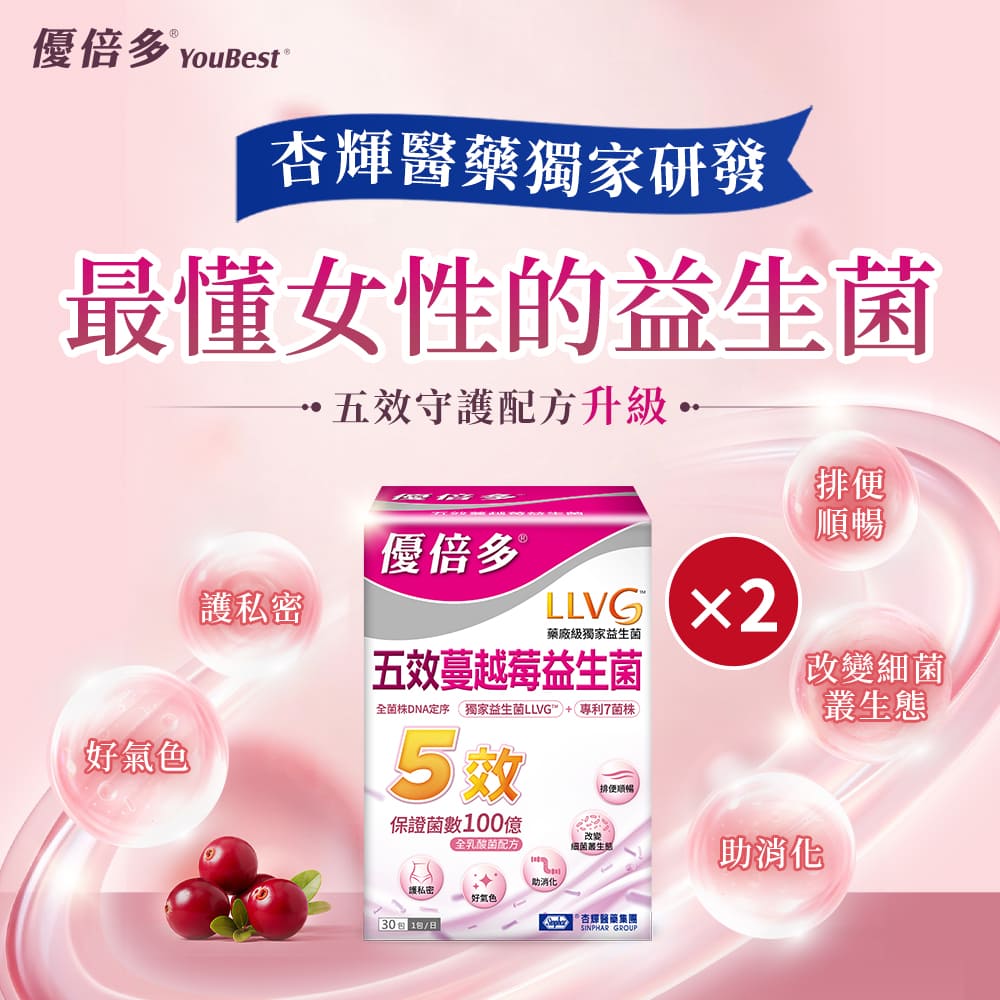 杏輝醫藥 【優倍多YouBest】五效蔓越莓益生菌 2g*30包/盒