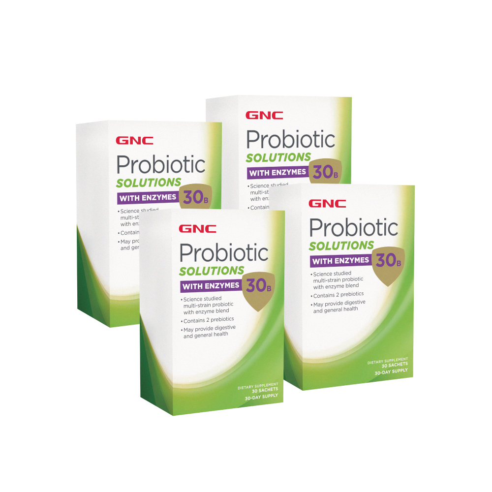 GNC 健安喜 益酵菌30B(30包/盒) x4入組益生菌+酵素 三效消化道調理配方 13隻專利菌株 益生質和消化酵素