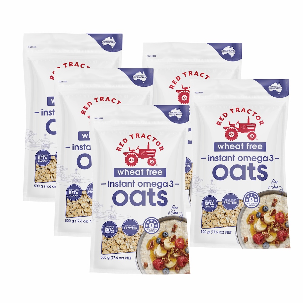 Red Tractor 紅色拖拉機 奇亞籽& 亞麻籽Omega 3 燕麥片( WHEAT FREE無小麥)(500gx5包/箱)