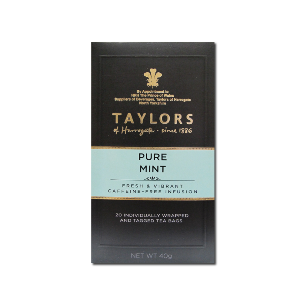 Taylors 泰勒茶 英國舒爽薄荷茶包20入/盒(PURE MINT無咖啡因花草茶,幫助消化冷熱皆宜,雨林聯盟/女王皇家認證)