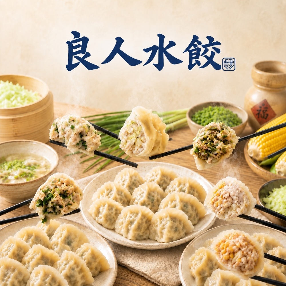 良品開飯 良人水餃 多口味3包組 (20入/包) 高麗菜 韭菜 剝皮辣椒 雞肉 網購爆款 手工水餃 團購美食 冷凍 宵夜