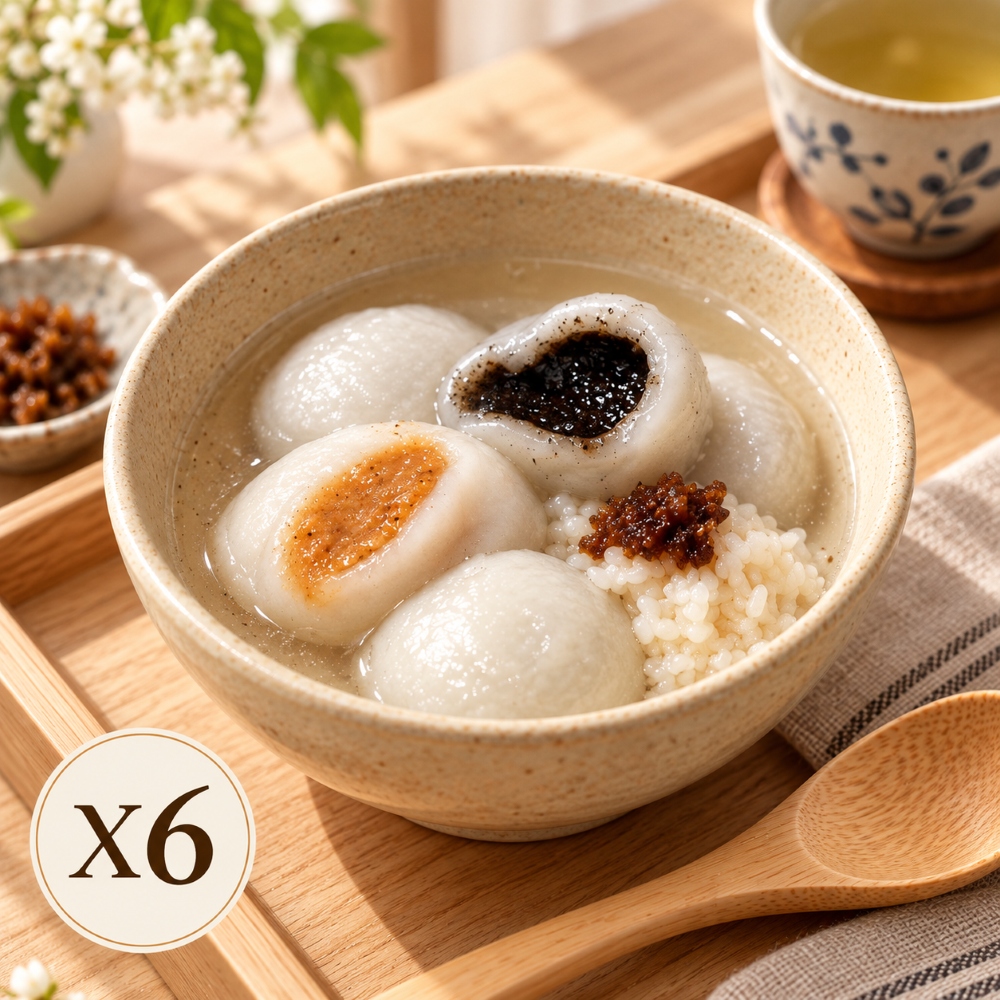 Nan-Yuan 南園食品 手工爆漿甜湯圓x6盒(芝麻/花生任選 南門市場 冬至 元宵 宵夜 甜湯 點心 快速即煮)