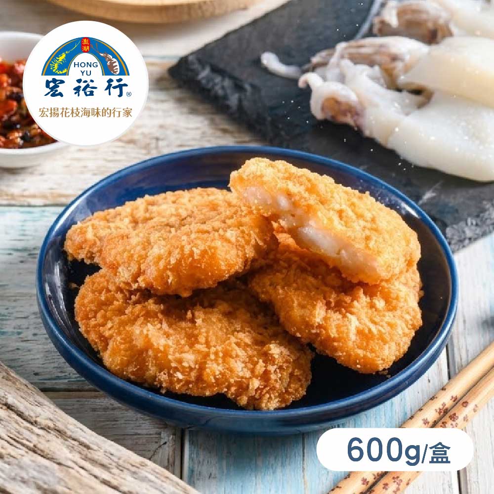 宏裕行 【宏裕行】超厚實黃金花枝蝦排600g盒x6(老饕回購 每盒10-13片 花枝 鮮蝦 澎湖 泰式 蝦排)