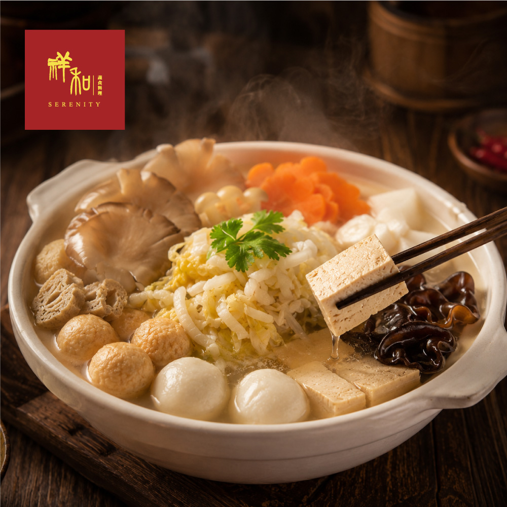serenity 祥和蔬食 祥和酸白菜鍋1441g×4 (台北名店 蛋奶素 冷凍 蔬食 素食 年菜 預購 圍爐)