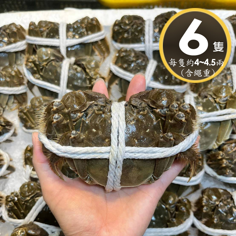 華得水產 保證活蟹直送嚴 江蘇大閘蟹-(6隻_4-4.5兩/隻)-預購