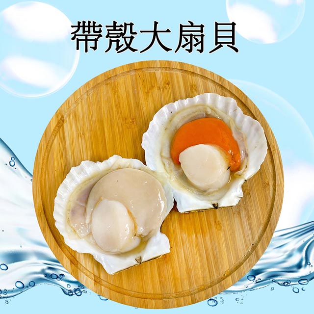 RealShop 真食材本舖 20包組 帶殼大扇貝原裝箱 每包約500g(3-5顆裝)