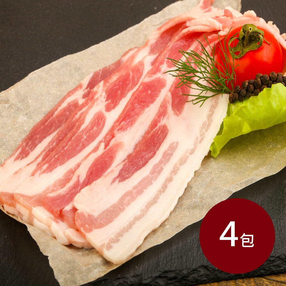 【料里長】台灣頂極原塊豬五花火鍋片4包(1000g/包)-厚約0.2cm