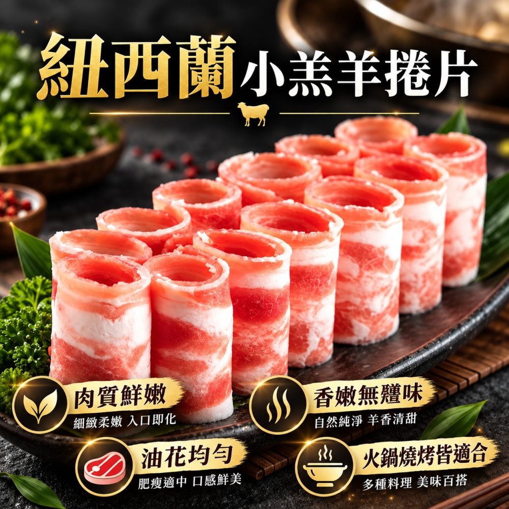 海肉管家 紐西蘭草飼羊捲肉片(5包_500g/包)