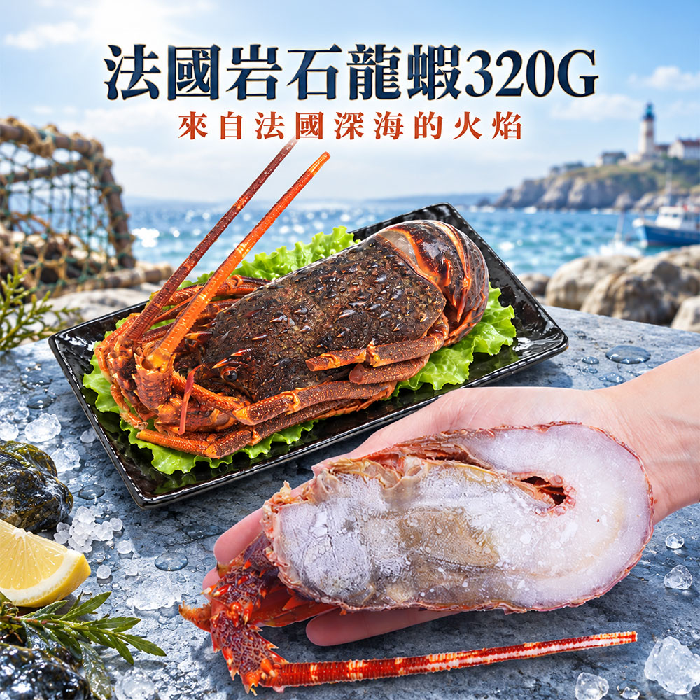 築地一番鮮 法國岩石龍蝦X5尾(約320g/尾)/船凍/火焰紅龍蝦、岩龍蝦