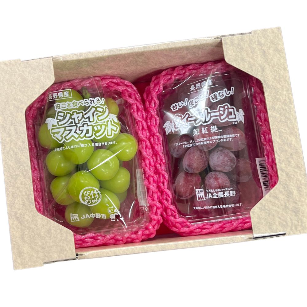 RealShop 真食材本舖 日本麝香葡萄350g*1+妃紅提紅葡萄350g*1 PE盒(共兩房 禮盒組)
