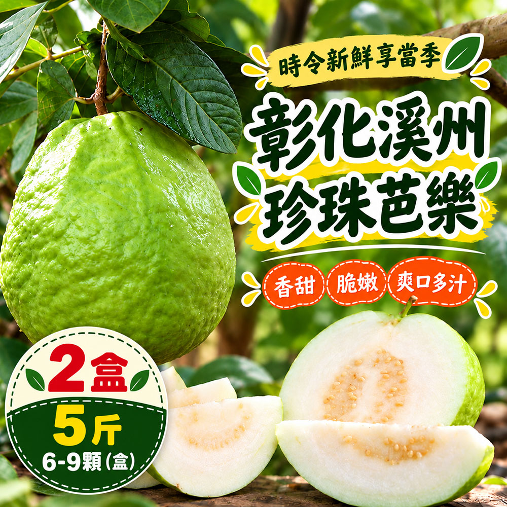 初品果 彰化溪州珍珠芭樂禮盒5斤6-10顆x2盒