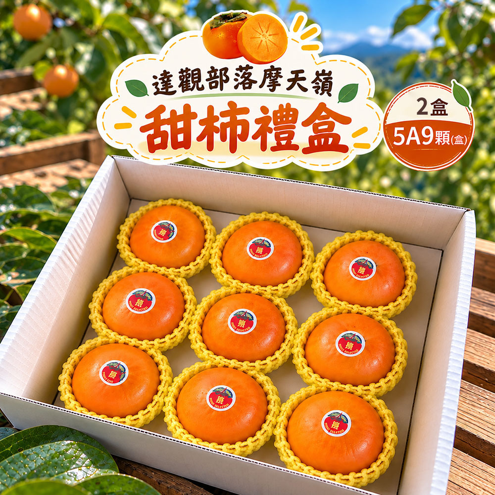 初品果 達觀部落5A甜柿禮盒禮盒9顆x2盒