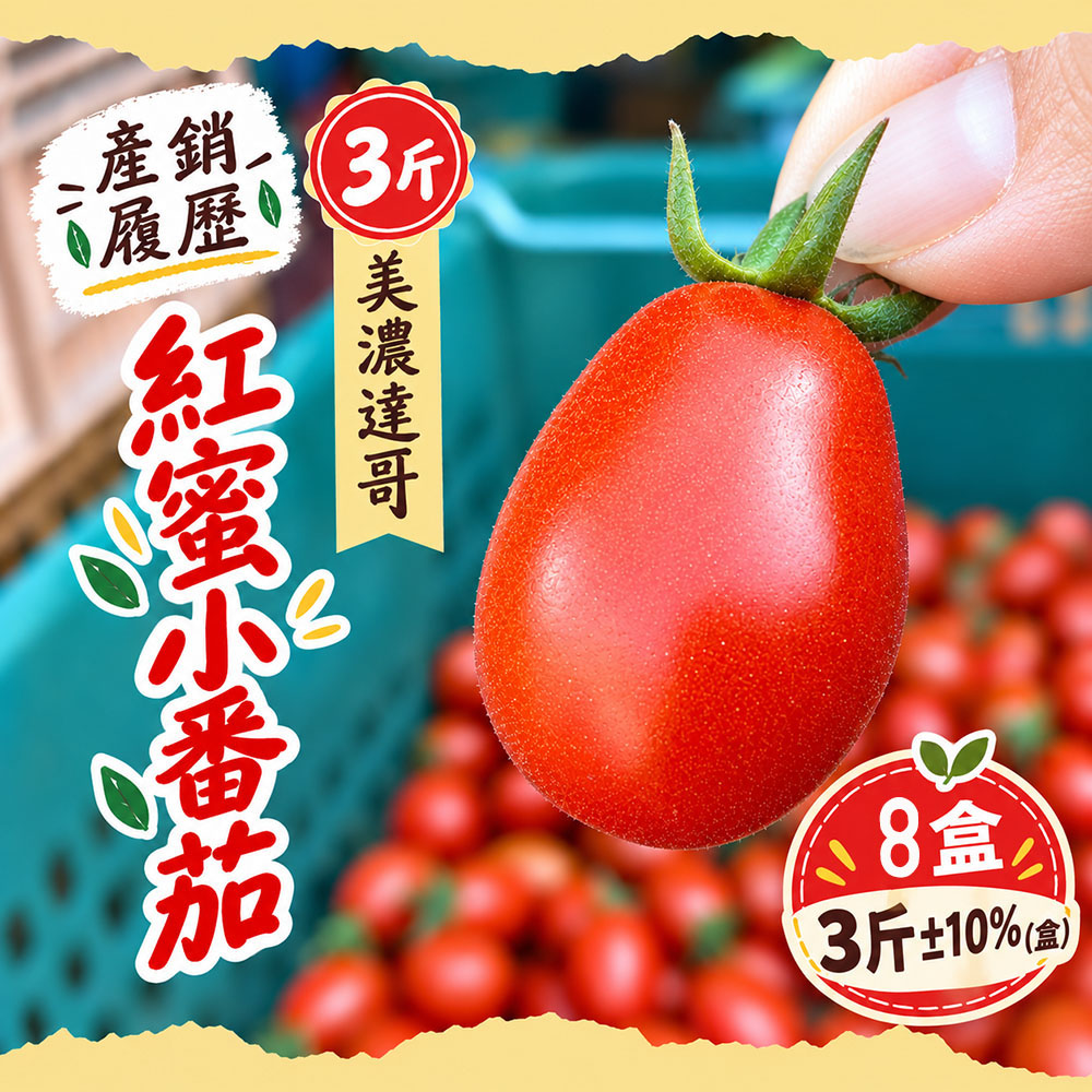 初品果 高雄美濃紅蜜小番茄禮盒3斤x8盒