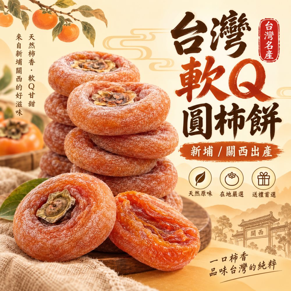 WANG蔬果 台灣關西/新埔圓柿餅(5盒_230g/盒) 軟Q柿餅 柿餅