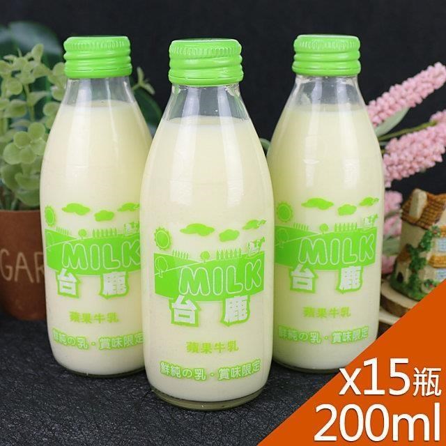 台鹿系列-SGS玻瓶蘋果調味牛奶200mlx15瓶