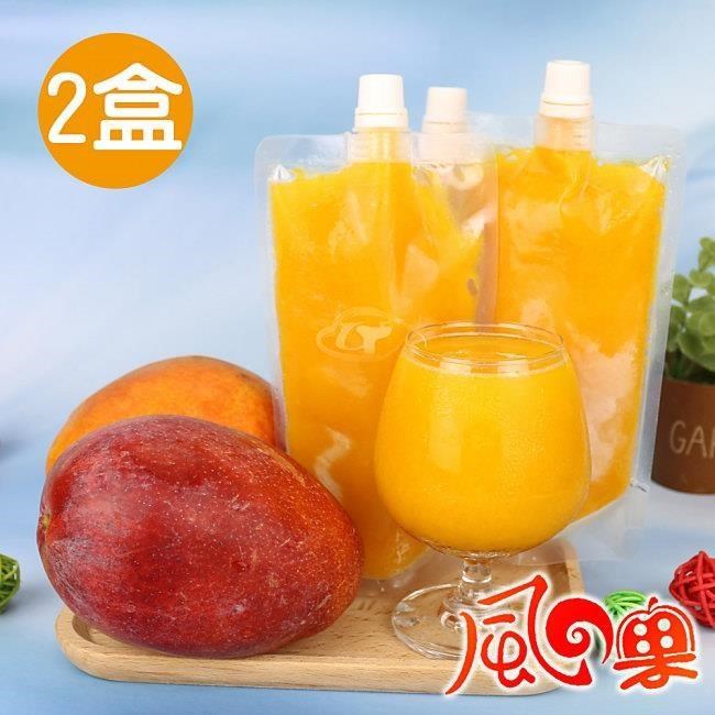 風之果 屏東枋山在欉紅100%愛文芒果冰沙即飲包200ml(8包/盒)x2盒（其他規格）