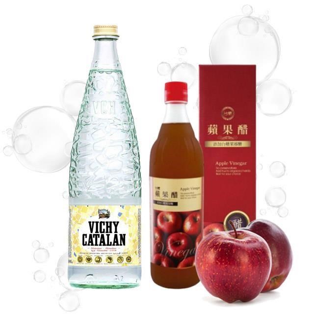 【醋進消化】台糖蘋果醋+Vichy Catalan維奇嘉泰蘭 氣泡水(各3瓶)