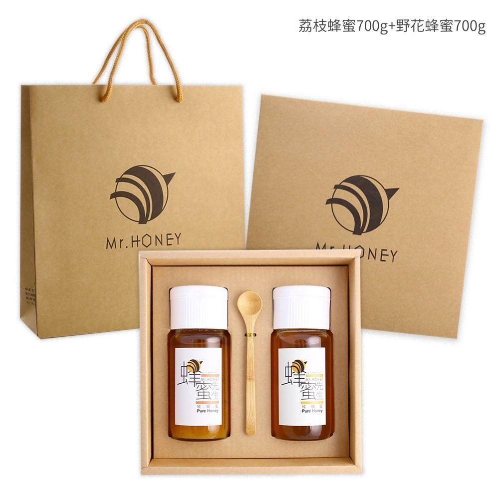 Mr.HONEY 蜂蜜先生 雙饗禮盒(700gX2)-野花蜂蜜+荔枝蜂蜜