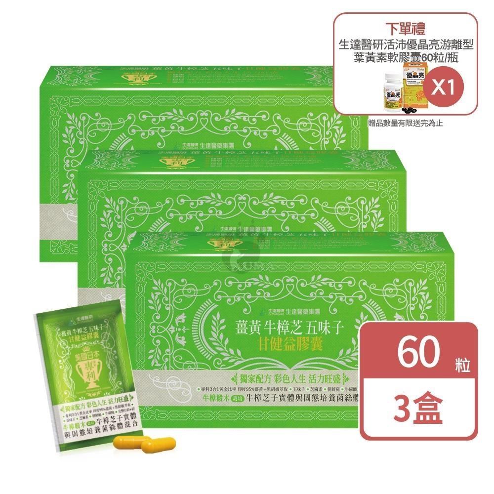 醫研 薑黃牛樟芝五味子甘健益膠囊 60粒/盒(3入)+贈優晶亮葉黃素60粒