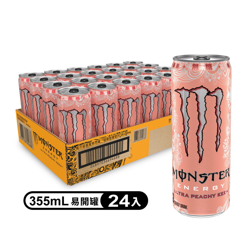 Monster Energy 魔爪 超越蜜桃閃耀碳酸能量飲料 易開罐355ml (24入/箱)(無糖)