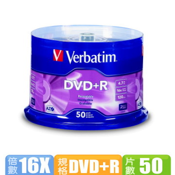 Verbatim 威寶 藍鳳凰 16X DVD+R 燒錄片(50片)