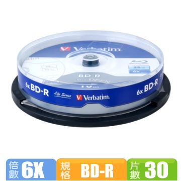威寶  Life版  藍光 6X BD-R 25GB 桶裝 (30片) + 三菱雙頭筆一支
