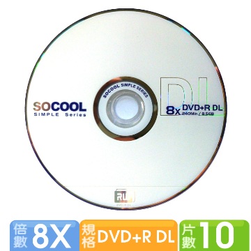 SOCOOL DVD+R 8X DL 10片裝