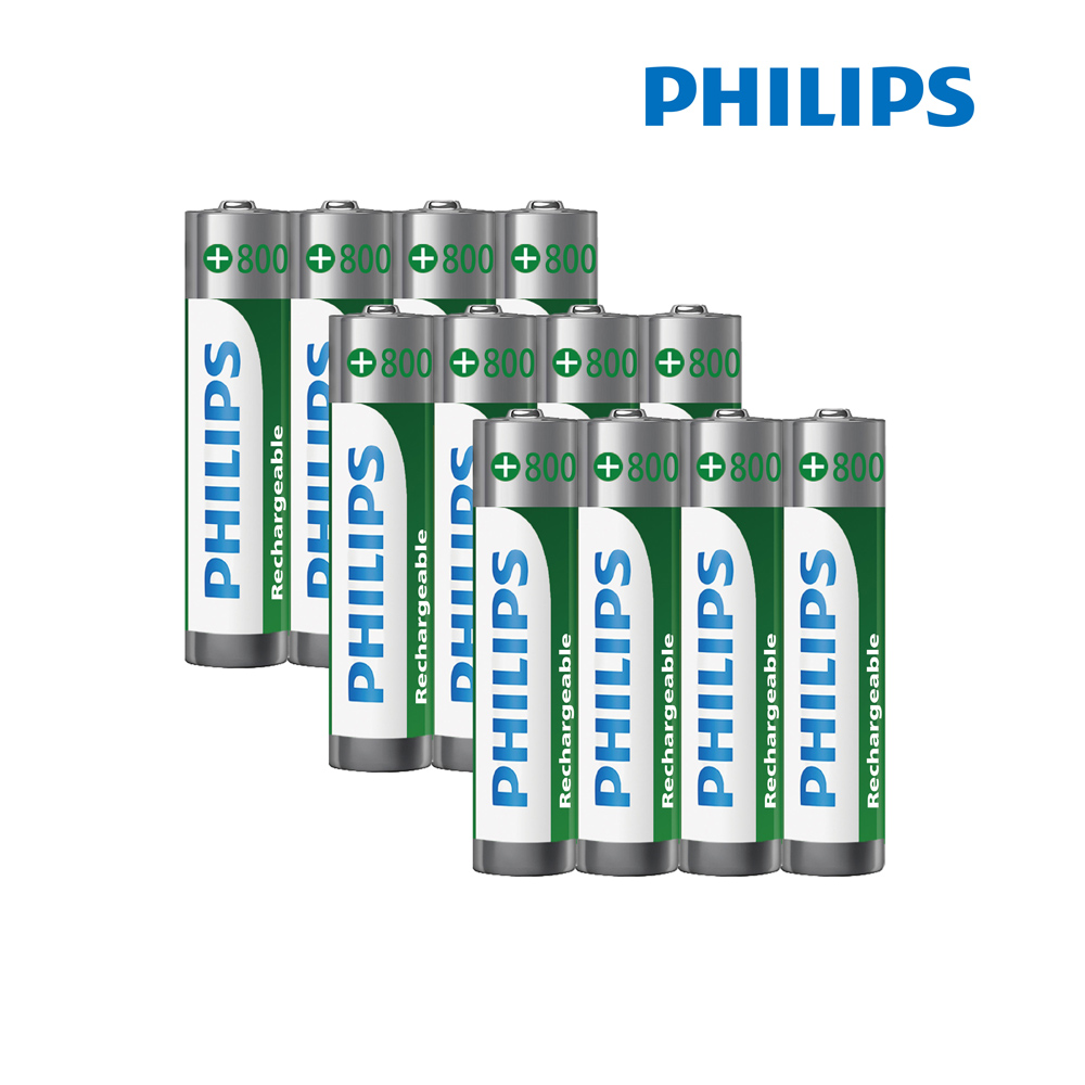 PHILIPS 飛利浦 800mAh 低自放鎳氫充電電池 4號 12顆 (4入*3)