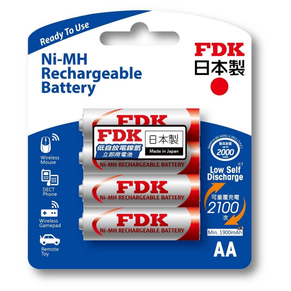 FDK 日本  大容量低自放電   3號 4入充電電池 HR3UTFA-4（其他規格）